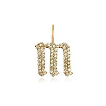 Load image into Gallery viewer, Small Pave Gothic Initial Charm