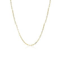 Load image into Gallery viewer, Small Paperclip Chain in 14k gold, sleek and minimal gold chain design for modern jewelry layering