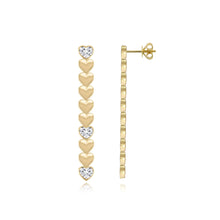 Load image into Gallery viewer, Golden Heart Three Diamond Earrings