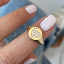 Load image into Gallery viewer, Pave Heart Signet Ring