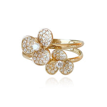 Load image into Gallery viewer, Diamond Flowers Double Band Ring
