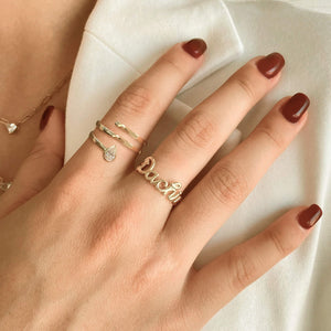 Solitaire Diamond Gold Swirl Ring