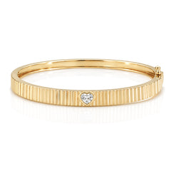 Thick Fluted Diamond Bangle
