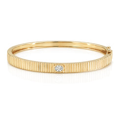 Thick Fluted Diamond Bangle