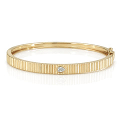 Thick Fluted Diamond Bangle