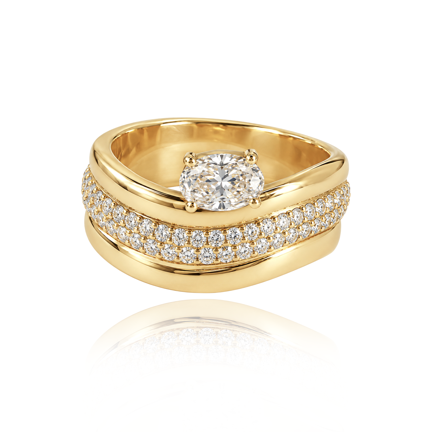 1 CT Triple Lab Wave Solitaire Ring