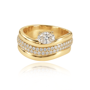 1 CT Triple Lab Wave Solitaire Ring