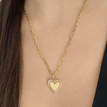 Load image into Gallery viewer, Large Fluted Pink Sapphire Outline Heart Charm
