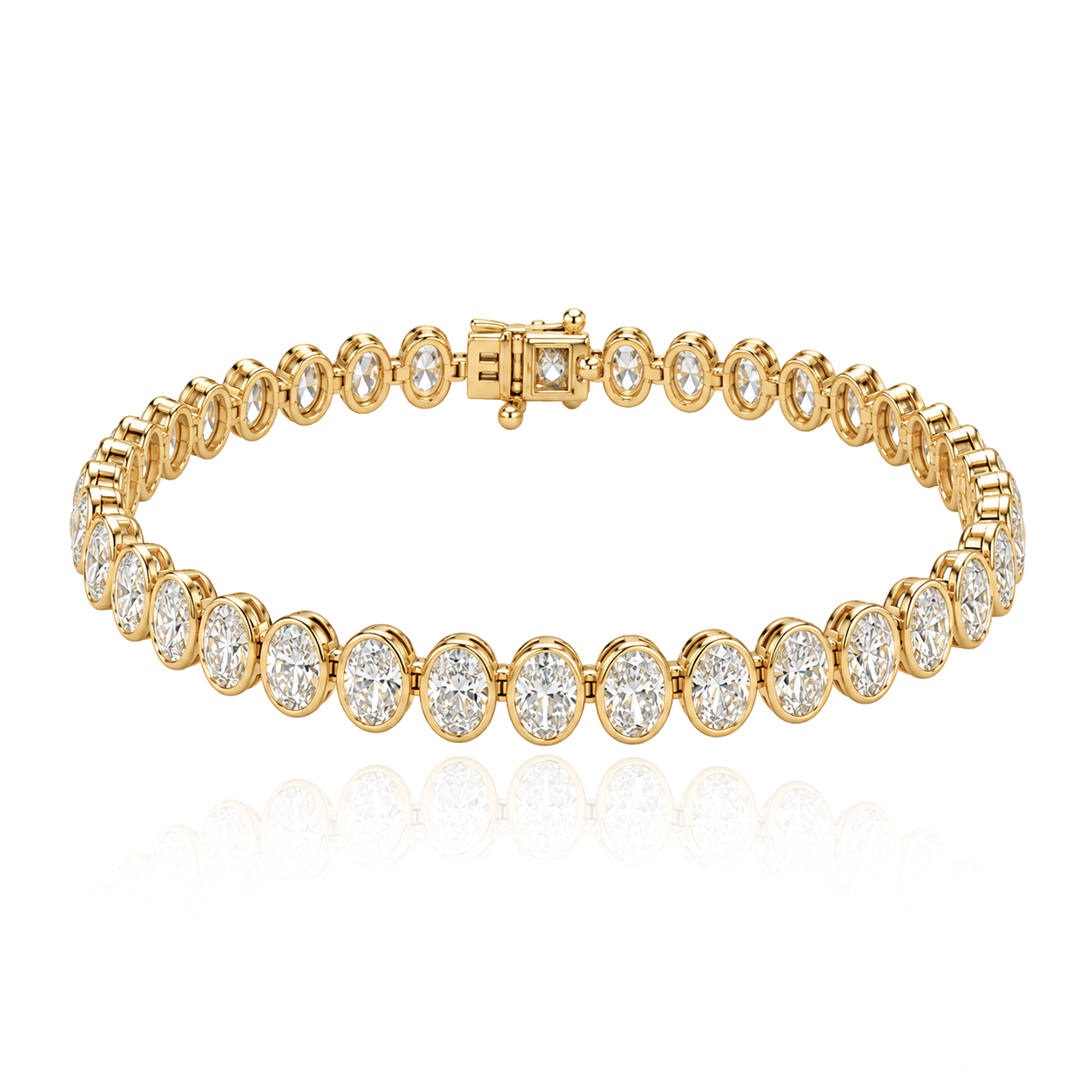 10 CT Oval Bezel Diamond Tennis Bracelet