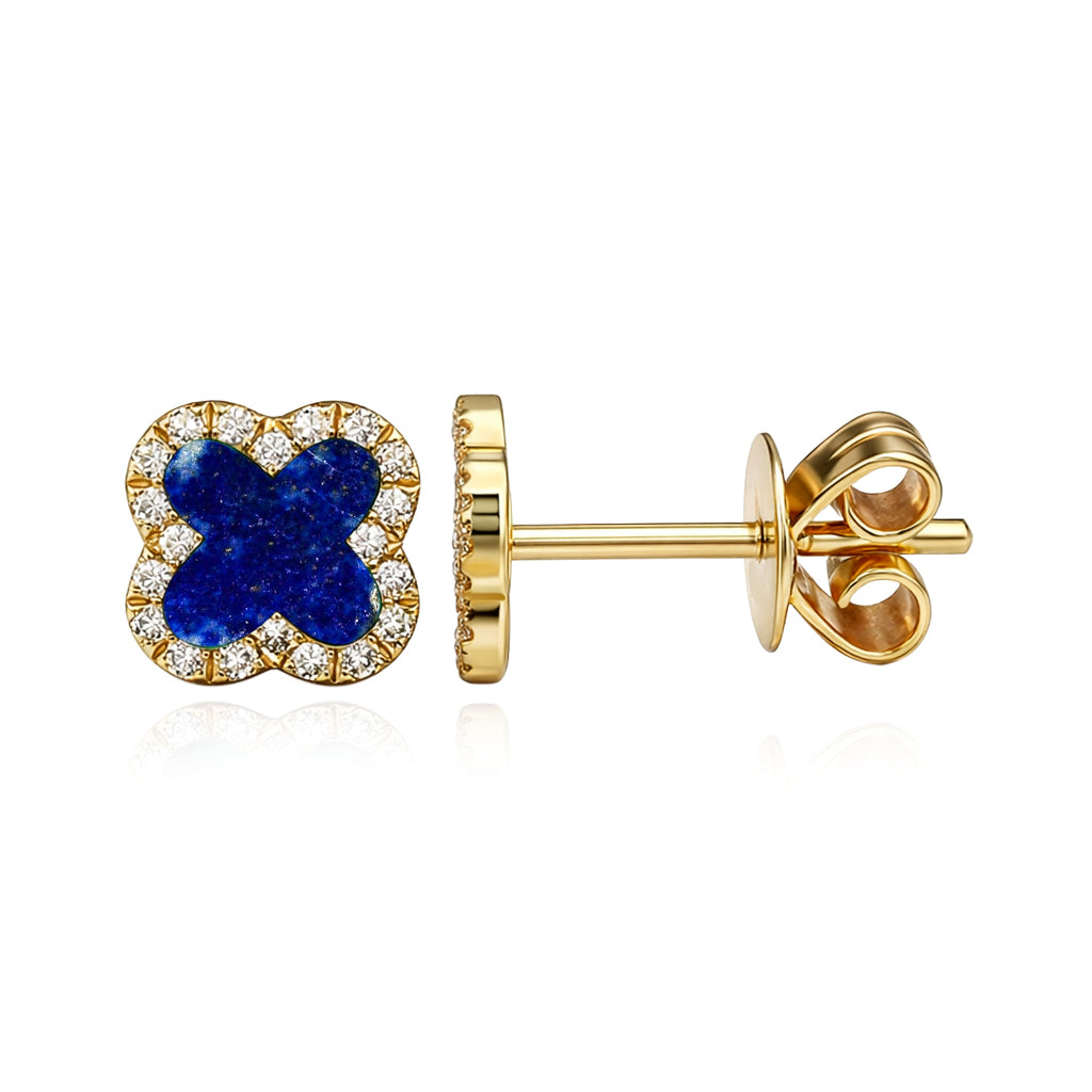 Clover Stone Pave Outline Stud
