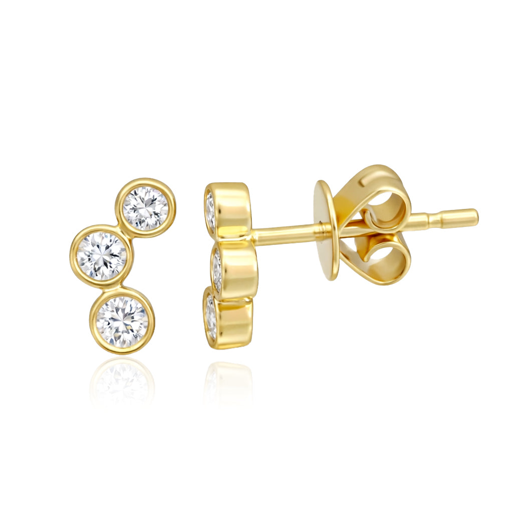 Three Bezel Curve Stud