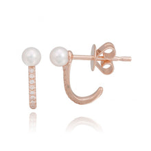 Load image into Gallery viewer, Pearl and Diamonds Stud Earrings

