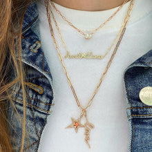 Load image into Gallery viewer, Two Pave Names Gold Charm Necklace
