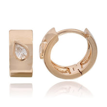 Load image into Gallery viewer, Pear Diamond Thick Gold Huggies

