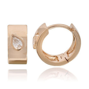 Pear Diamond Thick Gold Huggies
