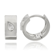 Load image into Gallery viewer, Pear Diamond Thick Gold Huggies
