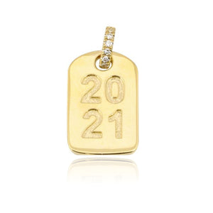 Large Pave  Dog Tag Charm
