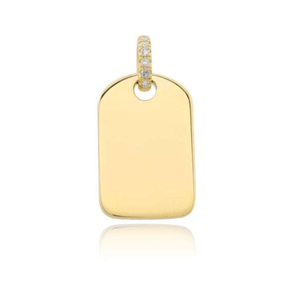 Large Pave  Dog Tag Charm