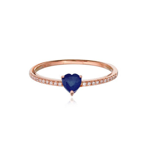 Petite Gemstone Heart Pave Ring