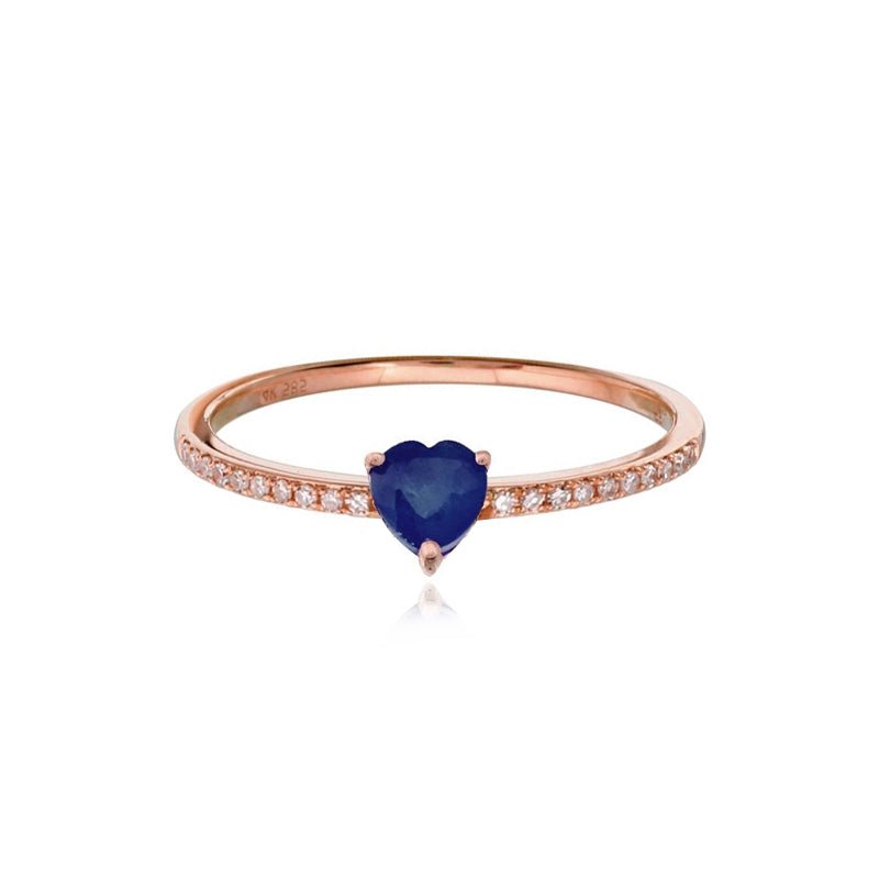 Petite Gemstone Heart Pave Ring