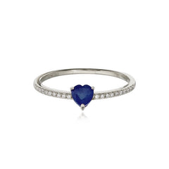 Petite Gemstone Heart Pave Ring
