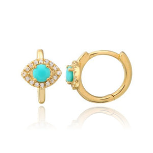 Turquoise Evil Eye Huggie Earrings