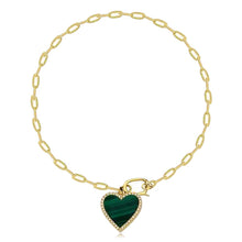 Load image into Gallery viewer, Paperclip Bracelet with Hanging Pave Cutout Heart Charm
