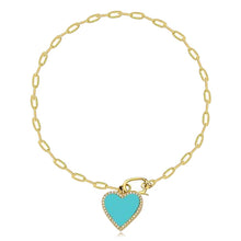 Load image into Gallery viewer, Paperclip Bracelet with Hanging Pave Cutout Heart Charm
