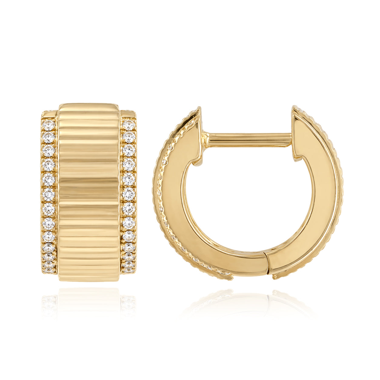 Fluted Double Side Pave Huggies