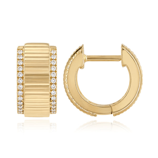 Fluted Double Side Pave Huggies