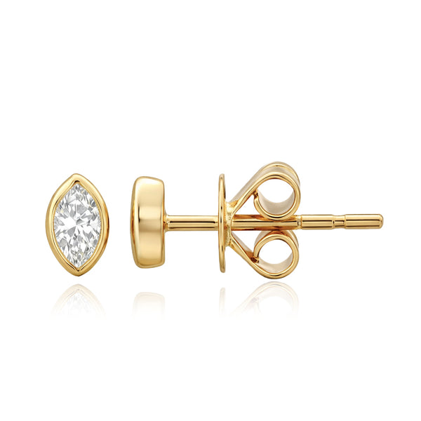Bezel Marquise Solitaire Diamond Stud