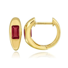 Inlay Gemstone Gold Huggies