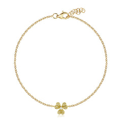 Charming small pavé flower bracelet crafted in 14k gold, dainty fine jewelry, luxury affordable jewelry option.