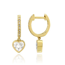Load image into Gallery viewer, Dangling Diamond Heart Huggies
