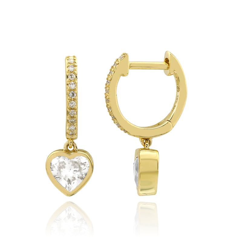 Dangling Diamond Heart Huggies