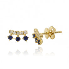 Load image into Gallery viewer, Diamond Bar and Three Gemstones Stud Earrings

