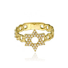 Load image into Gallery viewer, Pave Star of David Cuban Link Ring
