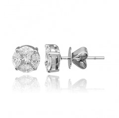 Illusion Round Diamond Stud Earrings