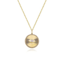 Load image into Gallery viewer, Fluted Disc Evil Eye Pave  Necklace
