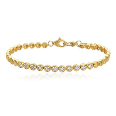 Bezel Diamond and Gold Disc Bracelet