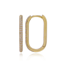 Load image into Gallery viewer, Medium Oval Pave Hoops
