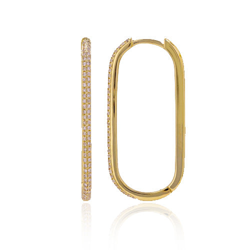 Elegant Large Oval Pave Hoop