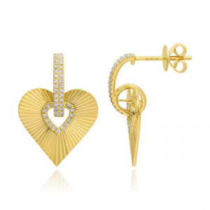 Fluted Heart Diamond Earrings