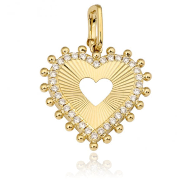 Fluted Spike Heart Pave Charm
