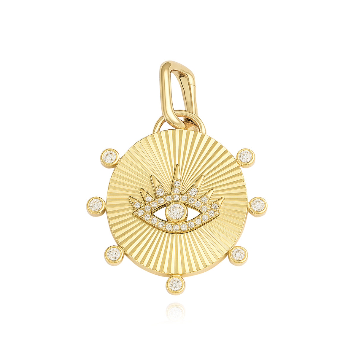 Oval Striped Pave Evil Eye Medallion