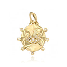 Load image into Gallery viewer, Round Striped Pave Evil Eye Medallion
