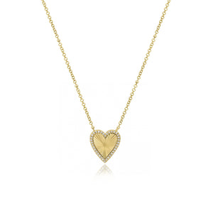 Medium Fluted Pave Heart Necklace