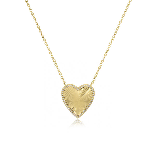 Fluted Pave Heart Necklace