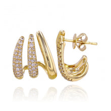 Load image into Gallery viewer, Three Wave Pave and Gold Wrap Earrings
