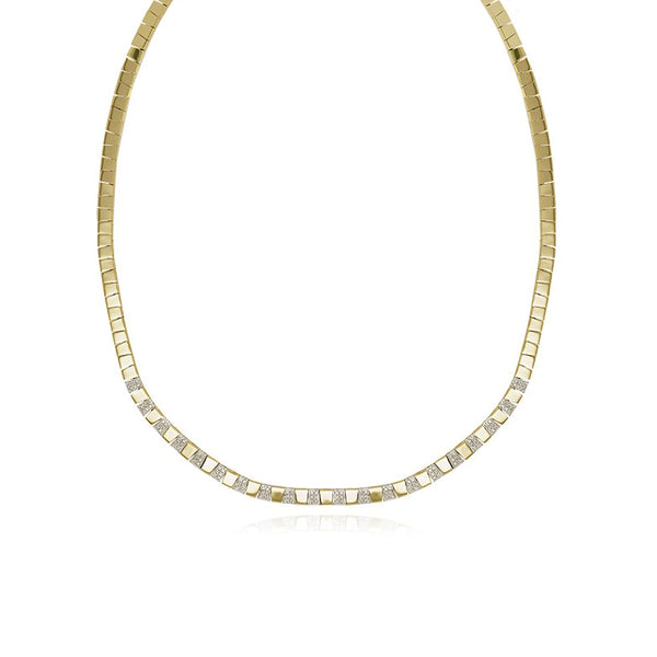 Trapezoid Shaped Pave and Golden Necklace